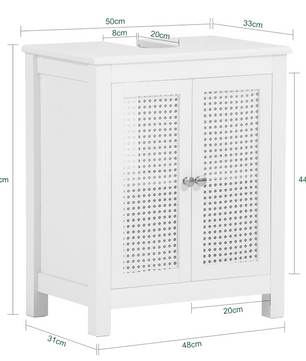 Compacte Badkamerkast Onder Wastafel met Rasterdeuren – Opbergmeubel met Legplank