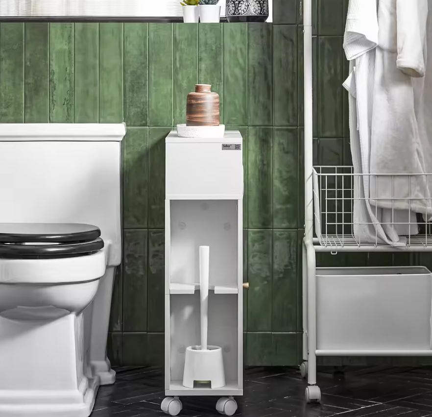 Smalle Nichekast op Wielen met Schuifdeuren – Verrijdbare Opbergkast voor Badkamer en Keuken