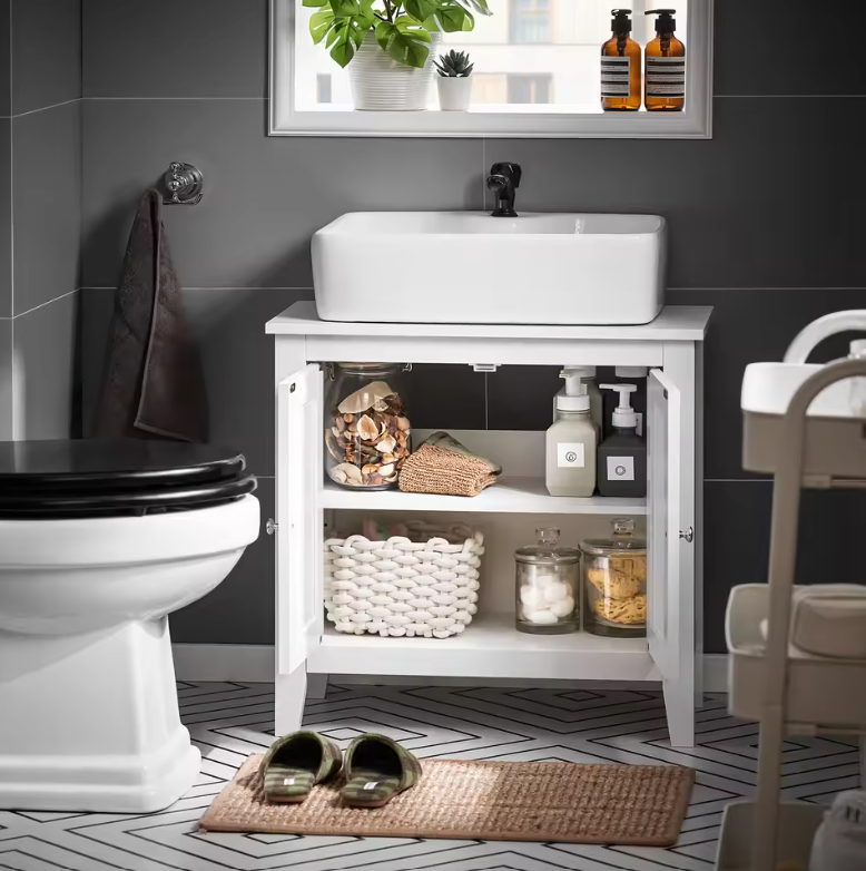 Badkamerkast Onder Wastafel met 2 Deuren – Compact Opbergmeubel voor Badkamer