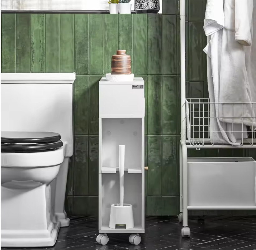 Smalle Nichekast op Wielen met Schuifdeuren – Verrijdbare Opbergkast voor Badkamer en Keuken