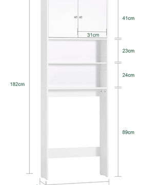 Vrijstaande Wasmachinekast met Opbergkast en Planken – Smal Badkamermeubel
