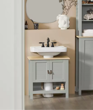 Badkamerkast Onder Wastafel met Open Vak en Deuren – Compact Opbergmeubel