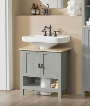 Badkamerkast Onder Wastafel met Open Vak en Deuren – Compact Opbergmeubel