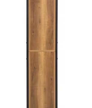 Smalle Hoge Badkamerkast met Open Vakken en Deur – Vrijstaand Opbergmeubel in Vintage Stijl