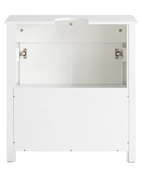 Wastafel Onderkast Badkamer – Witte Badkamerkast met 2 Deuren en Verstelbare Legplank