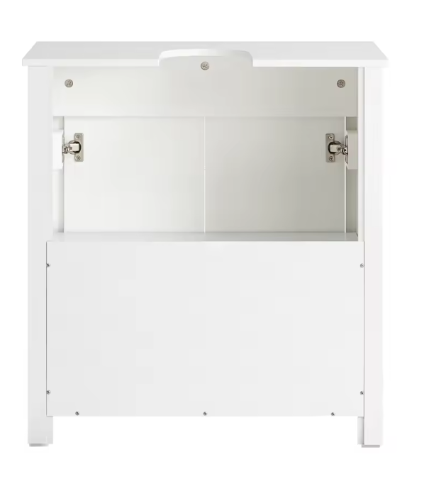 Wastafel Onderkast Badkamer – Witte Badkamerkast met 2 Deuren en Verstelbare Legplank