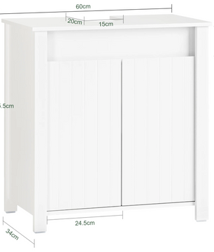 Wastafel Onderkast Badkamer – Witte Badkamerkast met 2 Deuren en Verstelbare Legplank