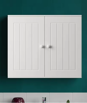 Wandkast / Staande Opbergkast Badkamer en Keuken – Dubbele Deur, Verstelbare Legplank, Wit 60 × 15 × 50 cm