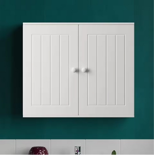 Wandkast / Staande Opbergkast Badkamer en Keuken – Dubbele Deur, Verstelbare Legplank, Wit 60 × 15 × 50 cm