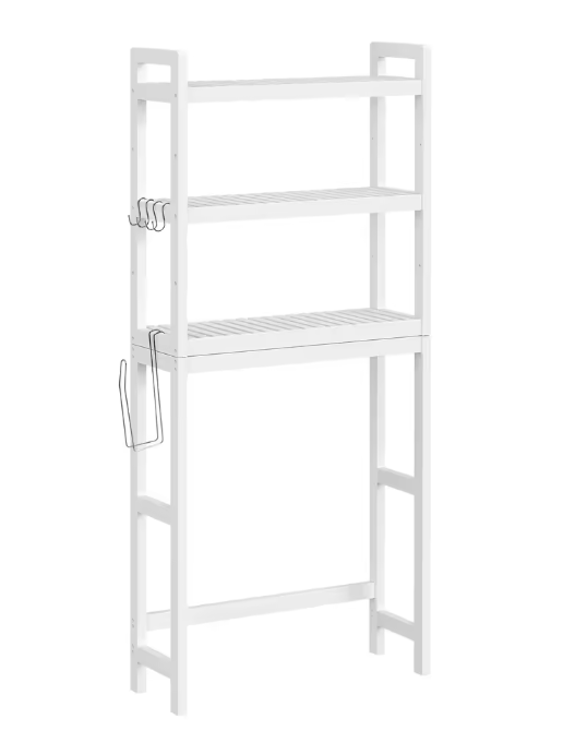 Bamboe Toiletrek met 3 Verstelbare Legplanken – Ruimtebesparende Badkamerplank
