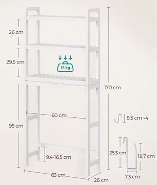 Bamboe Toiletrek met 3 Verstelbare Legplanken – Ruimtebesparende Badkamerplank