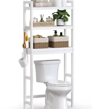 Bamboe Toiletrek met 3 Verstelbare Legplanken – Ruimtebesparende Badkamerplank