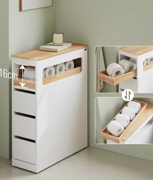 Smalle Verrijdbare Nichekast met 3 Lades en Uitneembare Tray – Opbergwagen voor Badkamer en Keuken