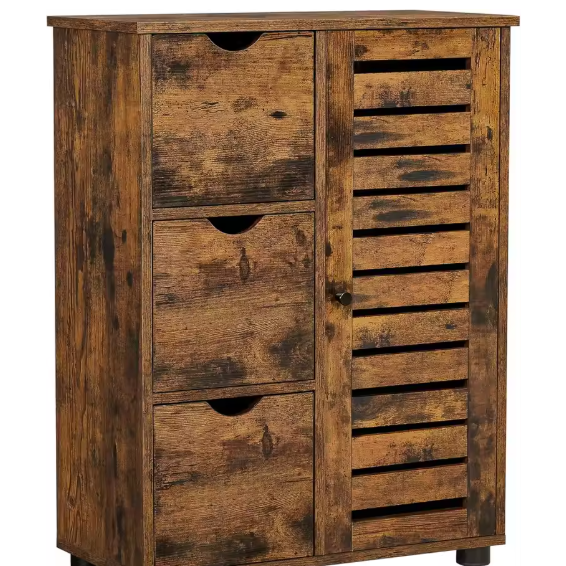 Badkamerkast met 3 Lades en Deur – Praktische Opbergkast met Vintage Uitstraling