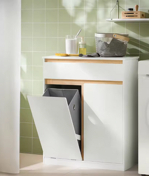 Badkamerkast met Wasmand en Lade – Praktische Was- en Opbergkast met Kantelsysteem