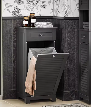 Badkamerkast met Wasmand en Lade – Compacte Was- en Opbergkast