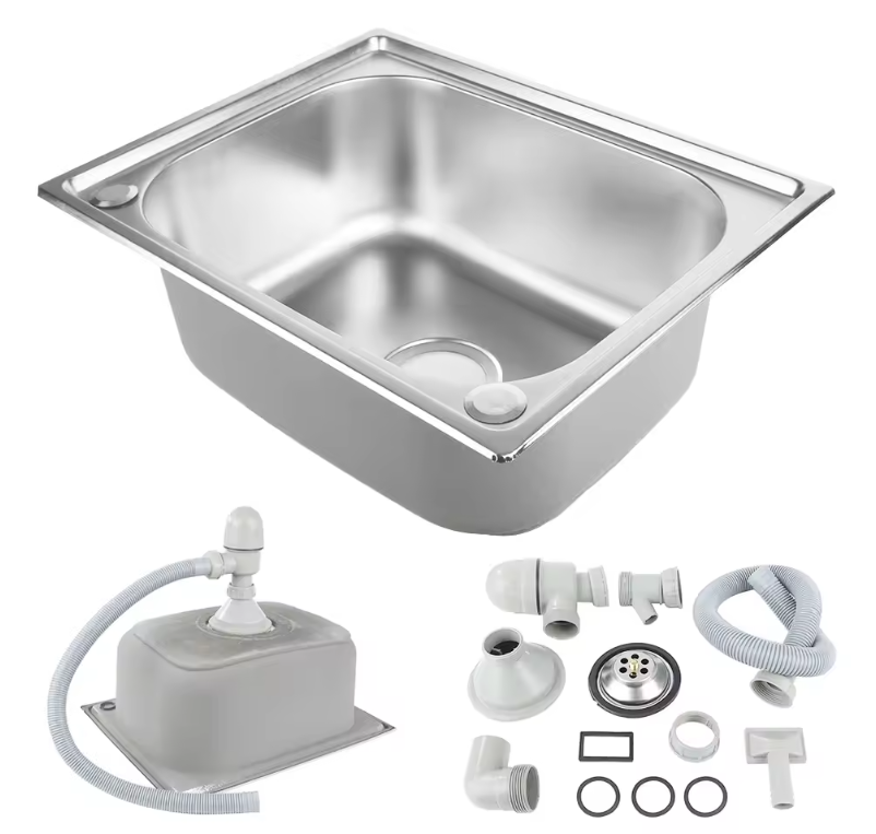 Roestvrijstalen Inbouw Spoelbak met Afdruiprek – 50 × 40 cm