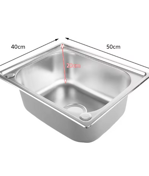 Roestvrijstalen Inbouw Spoelbak met Afdruiprek – 50 × 40 cm