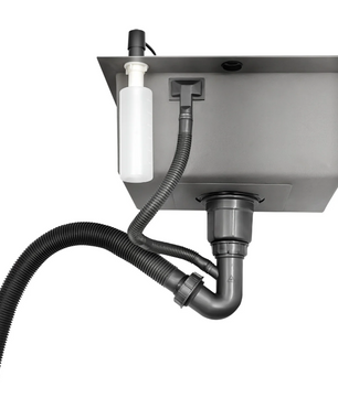 Zwarte RVS Inbouw Spoelbak 45 × 40 cm met Afvoer en Zeepdispenser