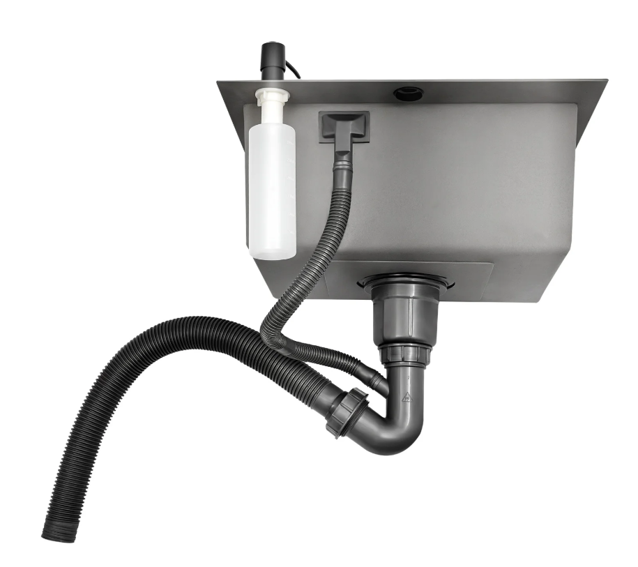 Zwarte RVS Inbouw Spoelbak 45 × 40 cm met Afvoer en Zeepdispenser