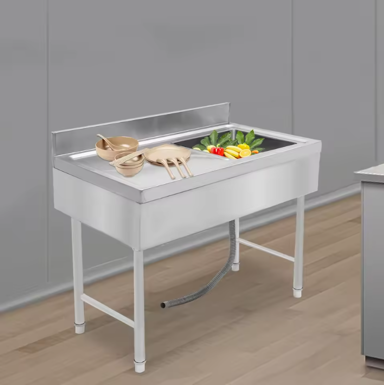 In Hoogte Verstelbare Vrijstaande RVS Spoelbak – 100 × 50 × 80 cm