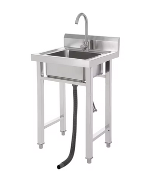 Vrijstaande RVS Commerciële Spoelbak 50 × 50 × 93 cm met Kraan en Filtermand