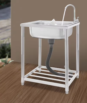 Vrijstaande RVS Spoelbak 60 cm met Enkele Kom en Kraan – 50 kg