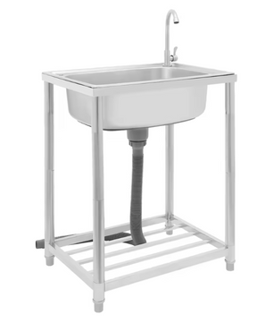 Vrijstaande RVS Spoelbak 60 cm met Enkele Kom en Kraan – 50 kg