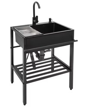 Moderne Vrijstaande RVS Keukenspoelbakset Zwart – 60 × 45 × 86 cm