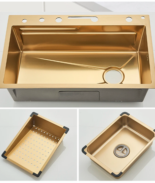 Gouden Multifunctionele Keukenspoelbak met Waterval en Display