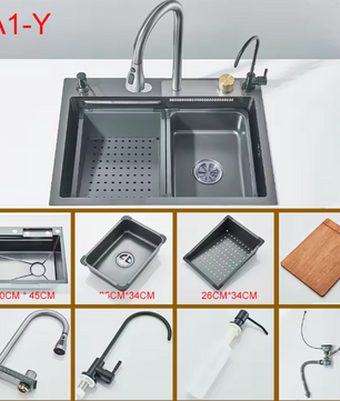 Multifunctionele Keukenwatervalgootsteen met Digitaal Display van RVS 304