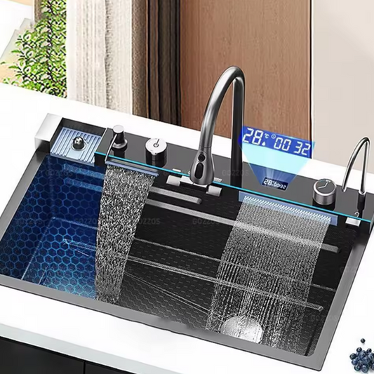 Multifunctionele Keukenwatervalgootsteen met Digitaal Display van RVS 304