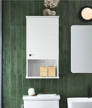 Hangende Kast met Deur en Open Vak – Compacte Wandkast voor Badkamer, Keuken of Hal