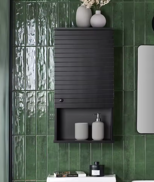 Hangende Kast met Deur en Open Vak – Compacte Wandkast voor Badkamer, Keuken of Hal