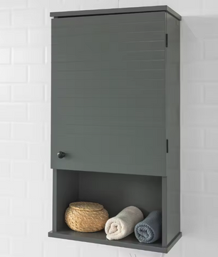 Hangende Kast met Deur en Open Vak – Compacte Wandkast voor Badkamer, Keuken of Hal