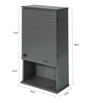 Hangende Kast met Deur en Open Vak – Compacte Wandkast voor Badkamer, Keuken of Hal