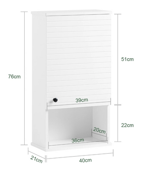 Hangende Kast met Deur en Open Vak – Compacte Wandkast voor Badkamer, Keuken of Hal