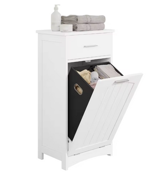 Badkamerkast met Uitklapbare Wasmand en Lade – Smalle Opbergkast