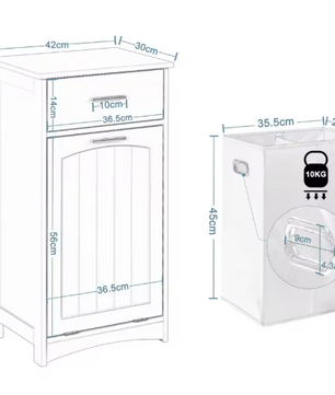 Badkamerkast met Uitklapbare Wasmand en Lade – Smalle Opbergkast