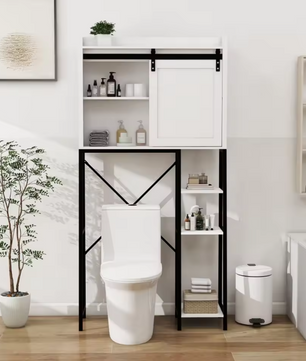 Toilet Opbergkast voor Boven het Toilet met Schuifdeur en Planken