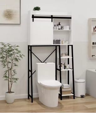 Toilet Opbergkast voor Boven het Toilet met Schuifdeur en Planken
