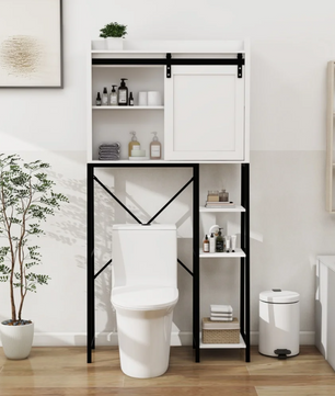 Toilet Opbergkast voor Boven het Toilet met Schuifdeur en Planken