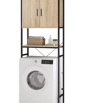 Wasmachinekast met Verstelbare Plank – Smalle Opbergkast voor Badkamer of Toilet