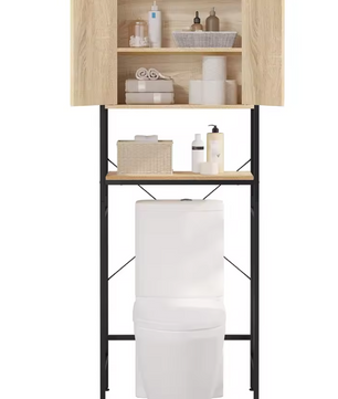 Wasmachinekast met Verstelbare Plank – Smalle Opbergkast voor Badkamer of Toilet