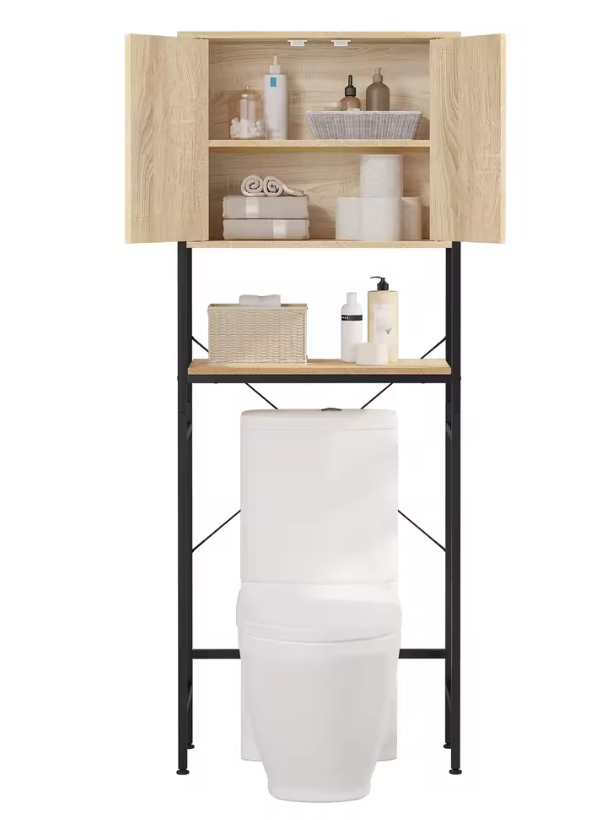 Wasmachinekast met Verstelbare Plank – Smalle Opbergkast voor Badkamer of Toilet