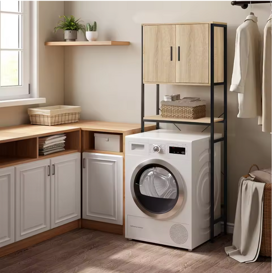 Wasmachinekast met Verstelbare Plank – Smalle Opbergkast voor Badkamer of Toilet