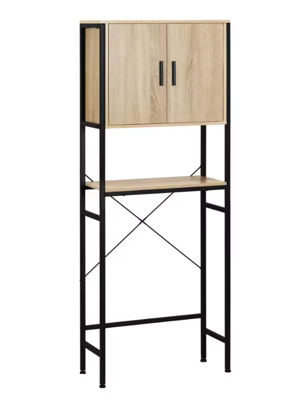 Wasmachinekast met Verstelbare Plank – Smalle Opbergkast voor Badkamer of Toilet