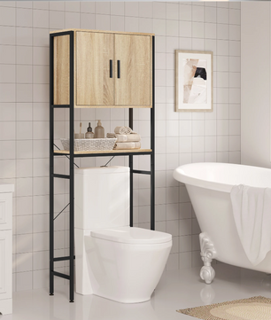 Wasmachinekast met Verstelbare Plank – Smalle Opbergkast voor Badkamer of Toilet