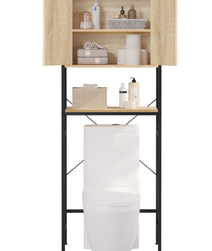 Wasmachinekast met Verstelbare Plank – Smalle Opbergkast voor Badkamer of Toilet