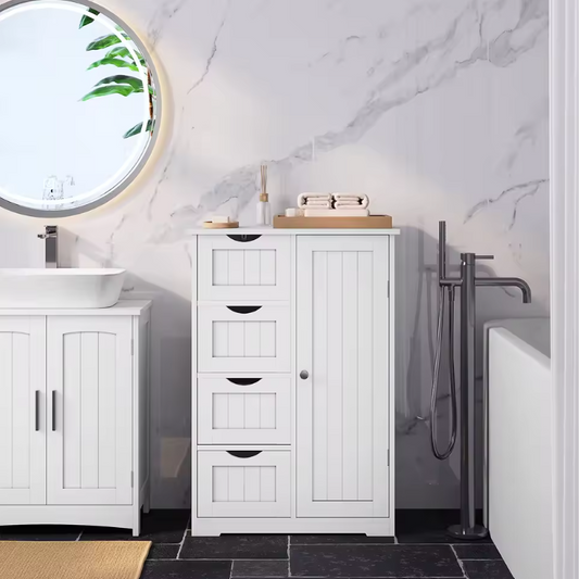 Badkamerkast met 4 Lades en Kast – Vrijstaand Opbergmeubel